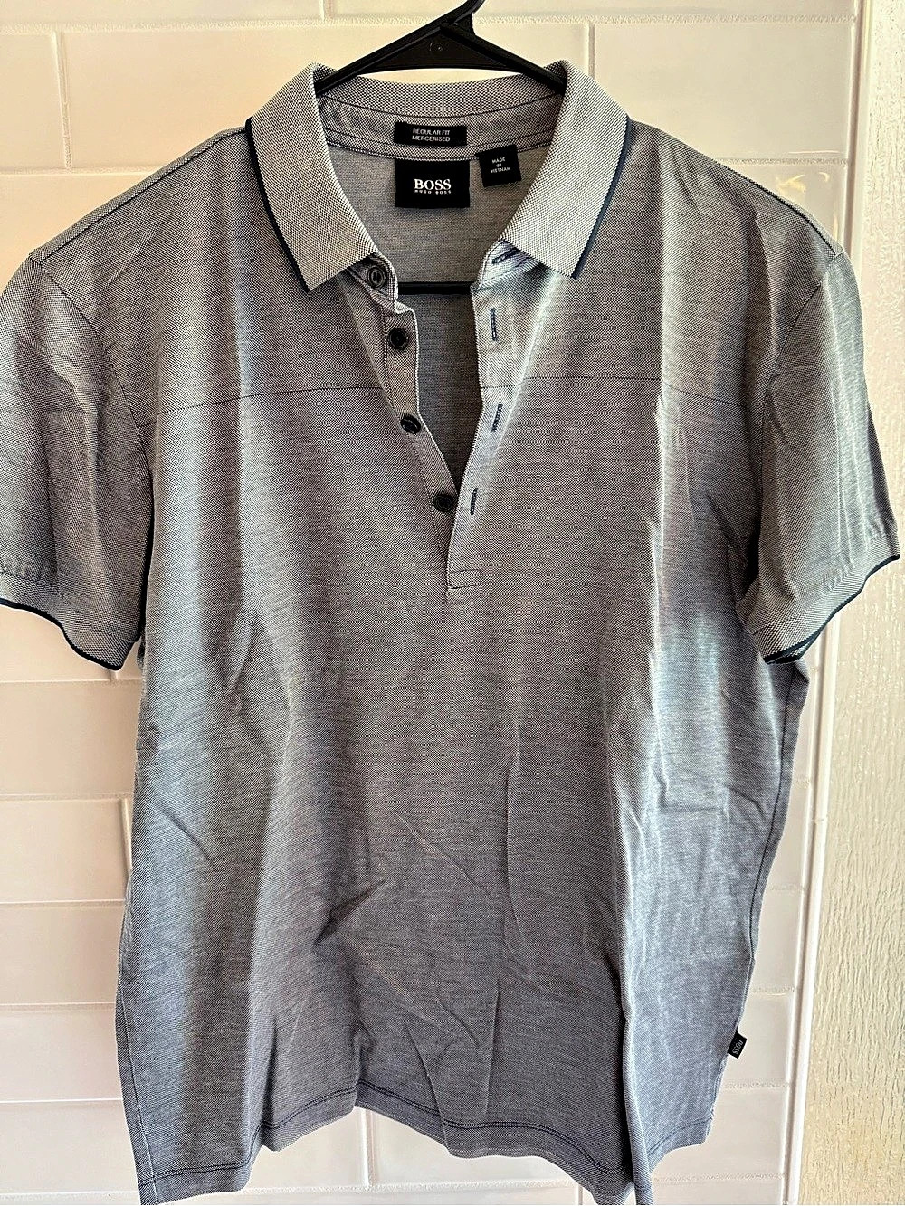 BOSS Men's Cotton Polo Gray Size Medium
